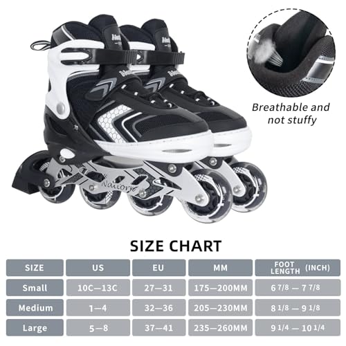 Nattork Adjustable Inline Skates for Kids,Boys Girls Roller Skates with Light up Wheels - Thumbnail 2
