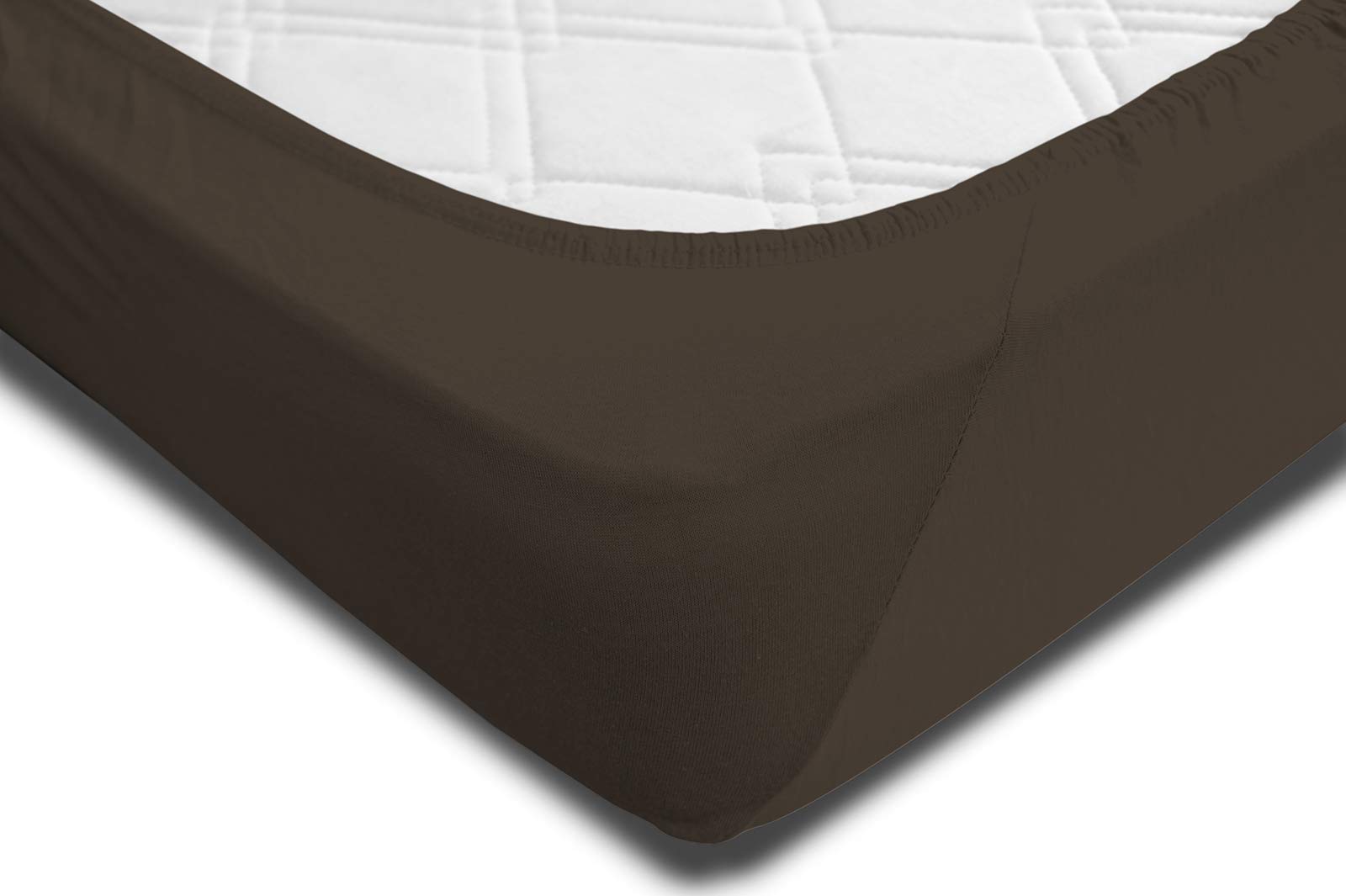 one-home 2 Split Topper Spannbettlaken braun 180x200-200x200 cm Heavy Jersey Baumwolle