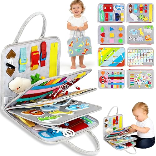 AM ANNA Busy Board for Toddlers Busy Book Montessori Toys for 1 2 3 4 Year Old Sensory Board Learning Activities for Fine Motor Skills Preschool Activities Educational Travel Toy Gifts for Boys Girls