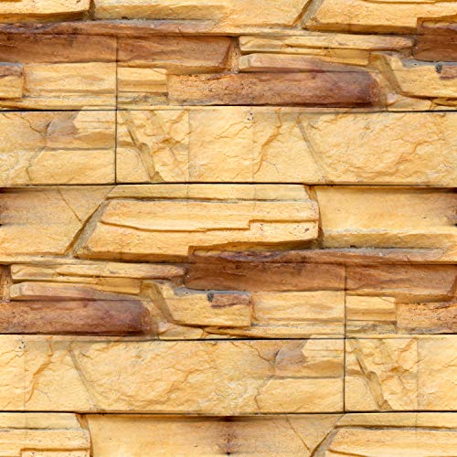 Image of DWELLSINDIA Vintage Bricks Self Adhesive Peel and Stick PVC Wallpaper Waterproof, Scratch Resistant, Laminated (41CM X 244CM, Mustard & Brown, Matt Finish)