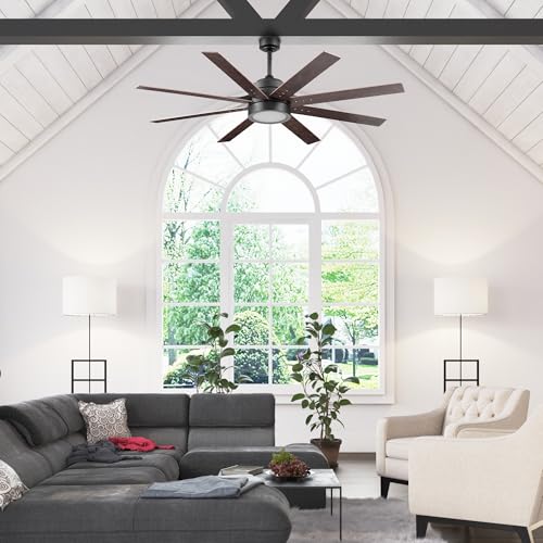 Image of Honeywell Ceiling Fans Xerxes Modern 62 Inch Ceiling Fan with Light, Remote Control Fan, LED Indoor Fan with 8 Blades, Dark Elm and Rough Pine Blade Finish Options, Bronze (50609-01)