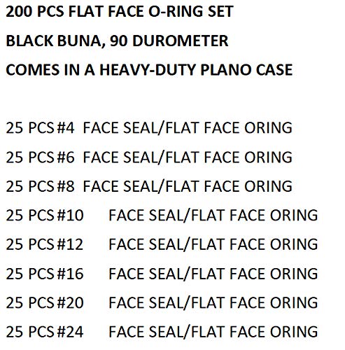 Hydraulic Face Seal Flat Face ORFS O-Ring Kit w/Case. 200PCS 90 Durometer