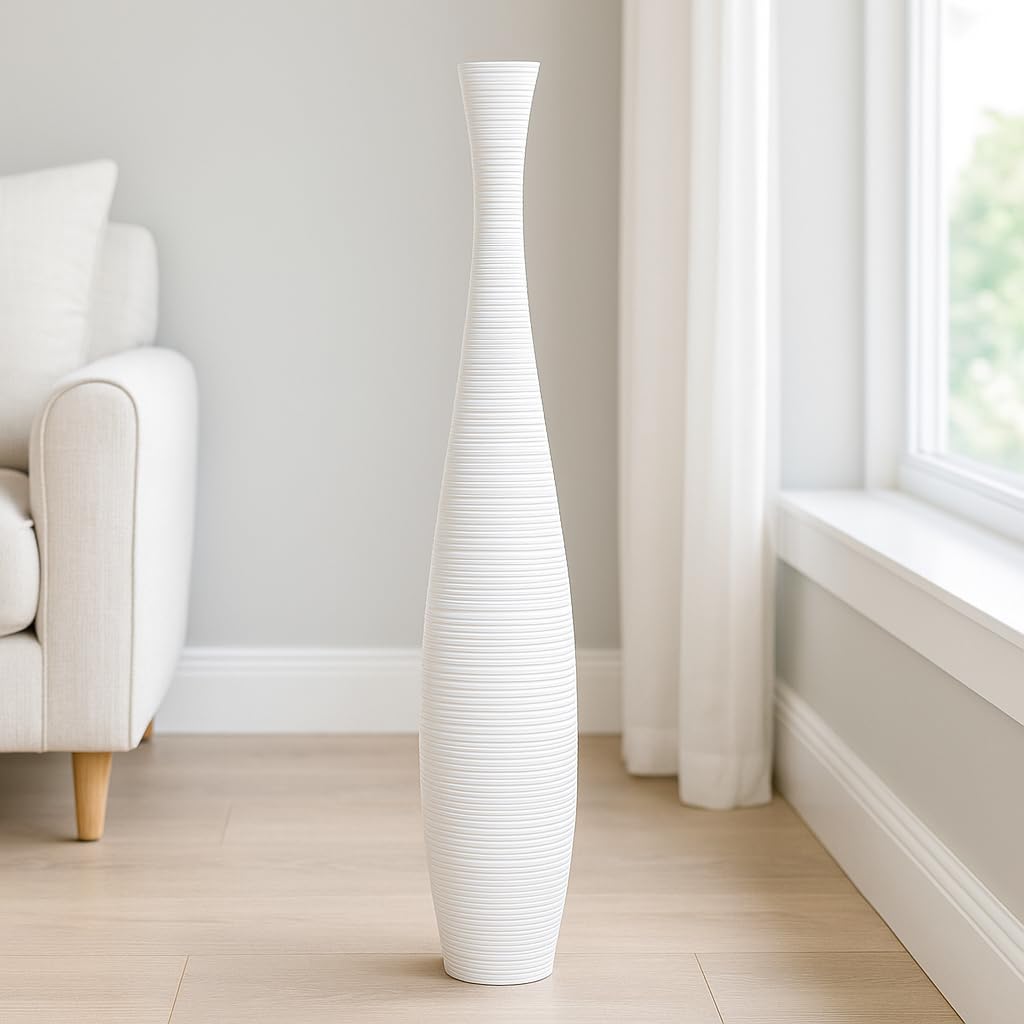 Leewadee Large Floor Vase 41 inches Mango Wood for Pampas Grass, Dried Flowers