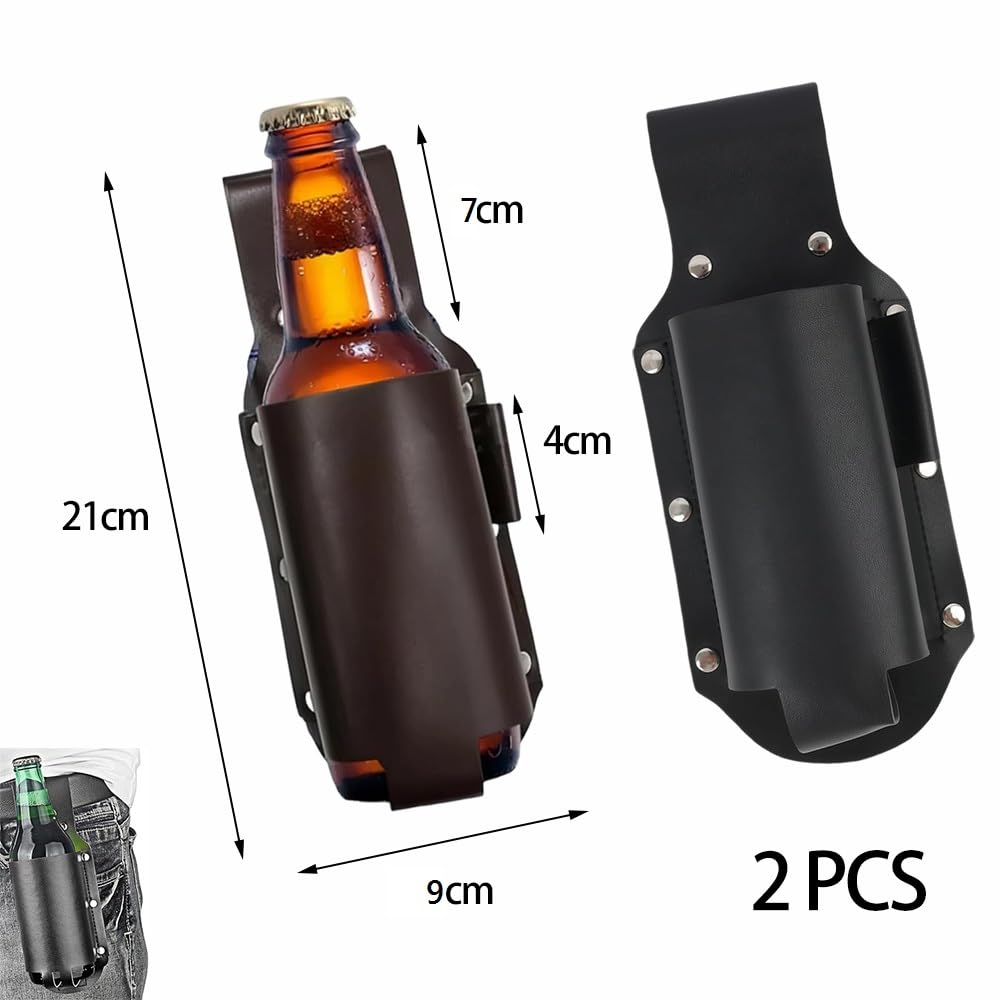 2 Piezas Funda Cuero de Botellas Cinturón Portátil de Cerveza Portabotellas de Piel para Cerveza para Hombres Día del Padre Navidad Bebedores de Cerveza