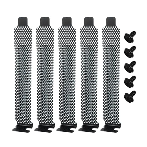 YS0911 5 Pieces PCI Slot Cover Hard Steel Dust Filter Blanking Plate Vented Slot Covers for Computer Case with Screws Cooling Fan