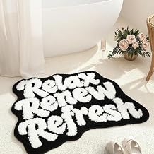 Drydiet Relax Renew Refresh Short Style Bath Mat Black Bathroom Rugs Washable Soft and Absorbent Bathroom Rugs Machine Funny Cute Graphic Rug for Bathtub Sink 25"x21"