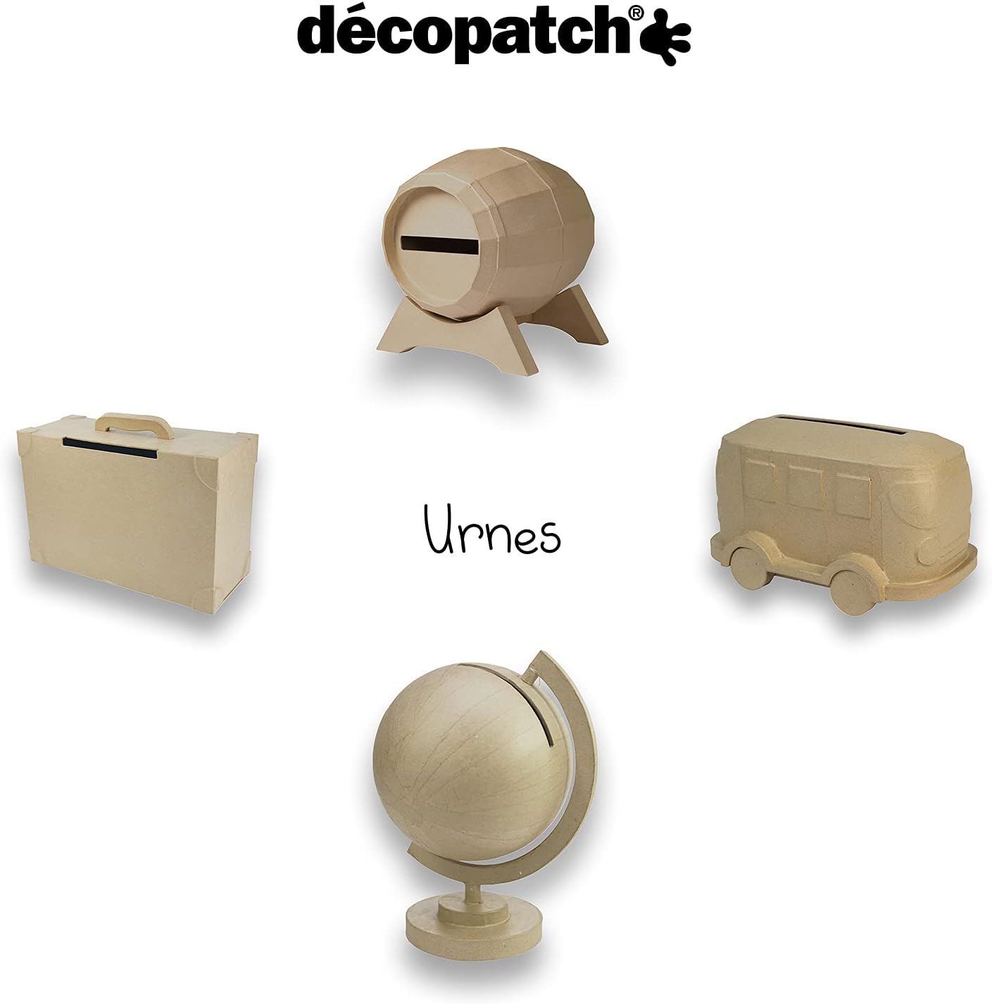 Décopatch - Ref EV013O - Square Postboxes (Pack of 2) - Papier Maché Object to Decorate - 19 x 19 x 19cm - Decorate with Décopatch Papers & PaperPatch Glue, Glitter, Paints