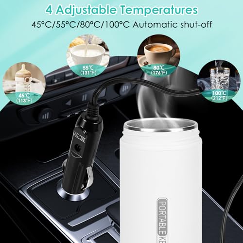 Hervidor eléctrico portátil para auto 16oz blanco miniatura 2