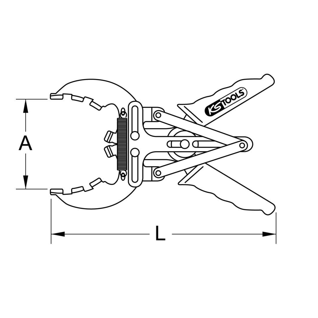 KS TOOLS Tenaza para segmentos de pistón 50-100mm