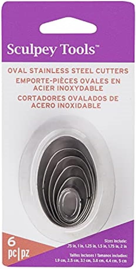 Sculpey Tools Stainless Steel 6 piece Oval Cutter Set