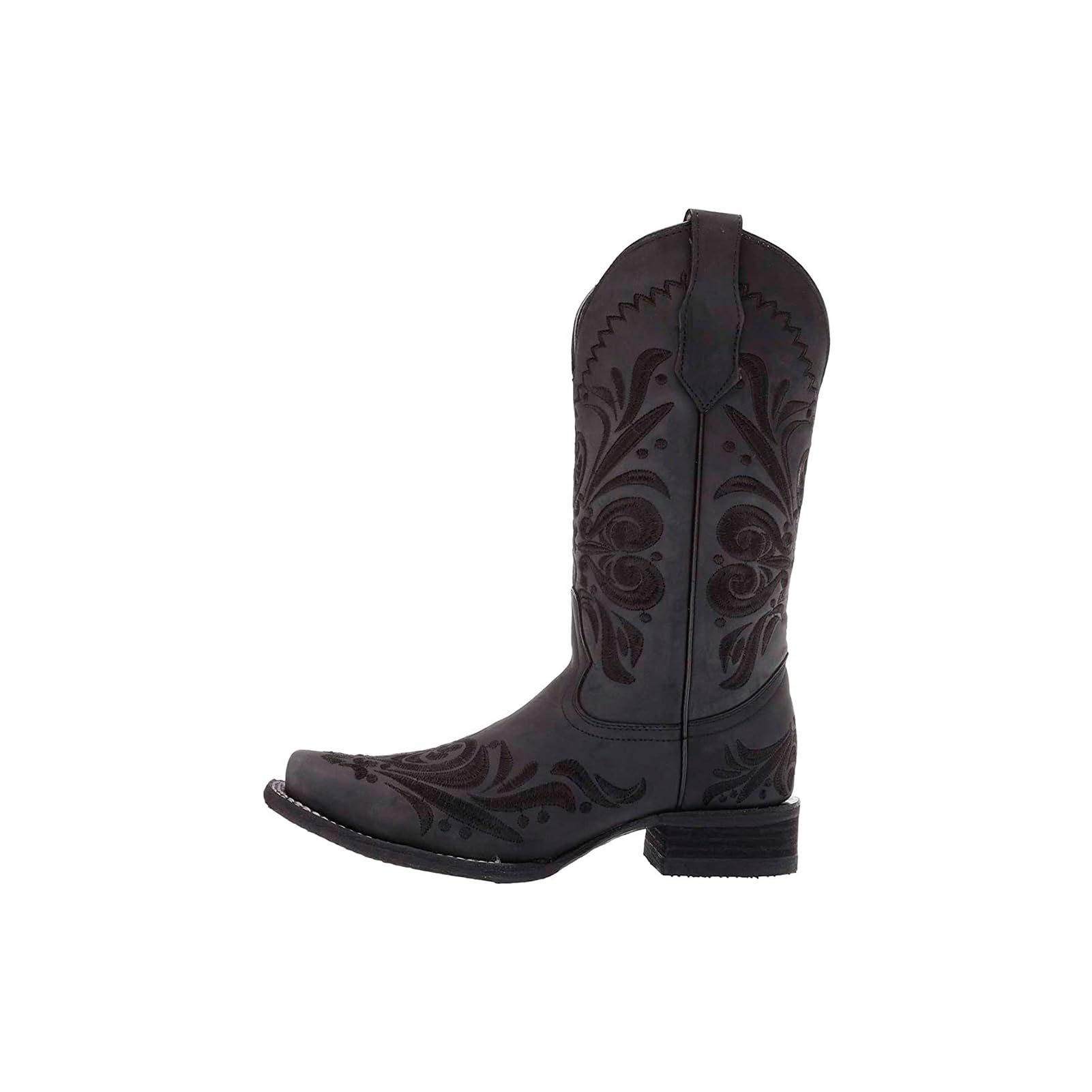Corral Bootswomens Leather Cowgirl Embroidered Square Toe Boot Pull-on Comfortable Fit Western Style