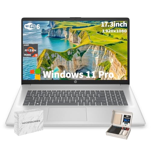 HP 17 �m�[�g�p�\�R�� - AMD Ryzen 5 7430U �v���Z�b�T�A17.3�C���` 250 Nits FHD IPS�f�B�X�v���C�A�E�F�u�J�����AWifi6�A�e���L�[�p�b�h�AWindows 11 Pro�R���s���[�^�[PC �r�W�l�X&�w���p(64G