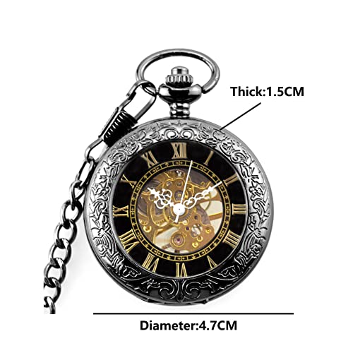 Reloj de bolsillo antiguo para hombre con esfera de números romanos 3