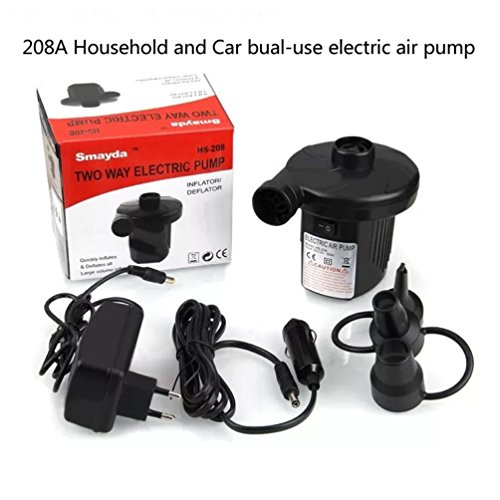 Electric Air Pump Ac/Dc Dual Use Equipped With 3 Interconnect Nozzles Air Flow 200L/Min Used For Inflatable Swimming Pools Boats Sofas Swimming Rings Bed Mattress #TOP5