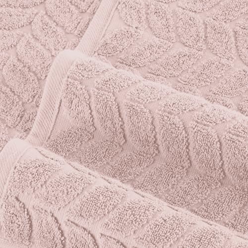 Image of Elegant Comfort Luxury 6-Piece 100% Turkish Cotton Jacquard Braided Textured Premium Hotel Quality Towel Set- Soft and Absorbent, Includes 2 Bath Towels, 2 Hand Towels and 2 Washcloths, Dusty Pink
