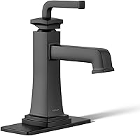 Vista 24 de KOHLER T26432-4-BL RIFF Molde de grifo de lavabo de baño para montaje en pared, negro mate
