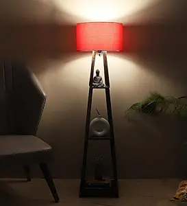 Tucasa Wooden Floor Lamp with Shade - Stylish & Beautiful Standing Lamp for Living Room, Bedroom, and Office - Perfect Home Decor and Lighting Solution