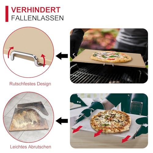 Unicook Pizzastein Brotbackstein für Backofen 38 x 30.5 cm - Pizzastein für Gasgrill, Pizza Backstein für Brot Keksen, Pizzapfanne aus Cordierit