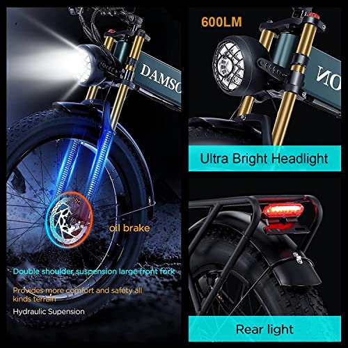 Damson Electric Bike 1000W 48V 20Ah/17.5Ah Removable Battery Long Range Mountain Electric Bicycle Up To 30Mph All Terrain Fat Tire Electric Bicycles With Full Suspension & Dual Hydraulic Disc Brake #TOP5