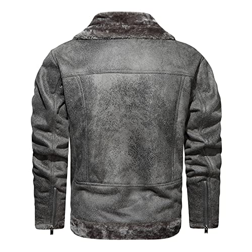 Veste en cuir avec poches intégrées pour hommes blouson gris - 2