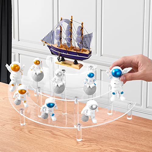 3 Tier Cupcake Stand, 2-Pack Clear Perfume Organizer, Semicircle Round Dessert Table Display Set for Pop Figures, Half-Moon Display Riser for Toy Organizer, Party, Wedding - Thumbnail 3