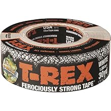 T-REX Ferociously Strong Tape, Duct Tape with UV Resistant & Waterproof Backing for Wood Brick Concrete and More, 30 yd. x 1.88", White, 1-Roll 241534