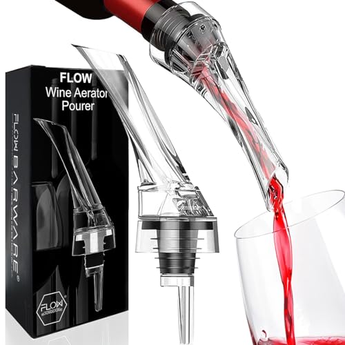 FLOW Barware Aeratore per vino | Aeratore per vino antigoccia | Aeratore d'aria per vino che arieggia il vino in pochi secondi | Set regalo per vino rosso