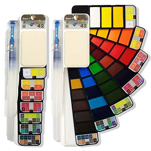 ARTIST Start Acuarela Abanico 42 Colores + Pincel RELLENABLE