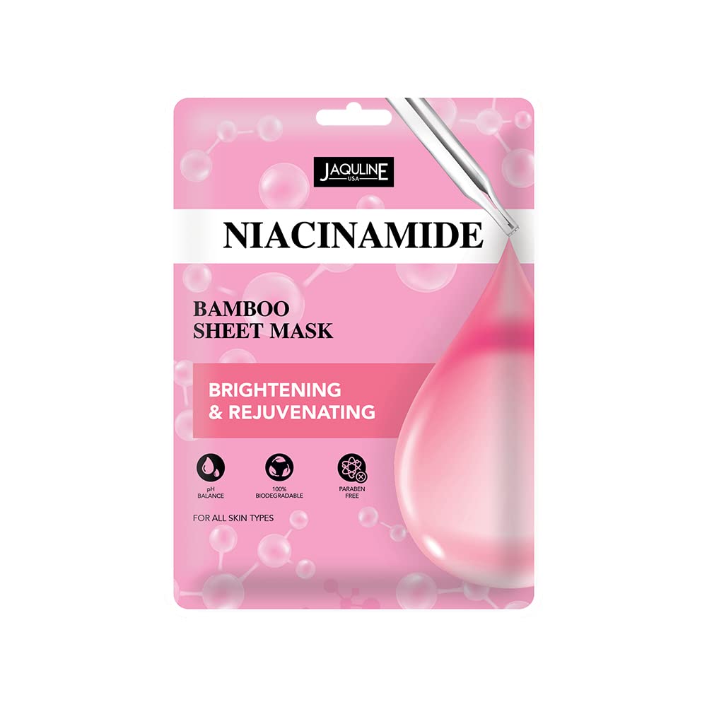 JAQULINE USA Niacinamide Sheet Mask | Bamboo | Enhances Glow | Hydrating & Skin Firming | Refreshing | Lightweight | Easy Application
