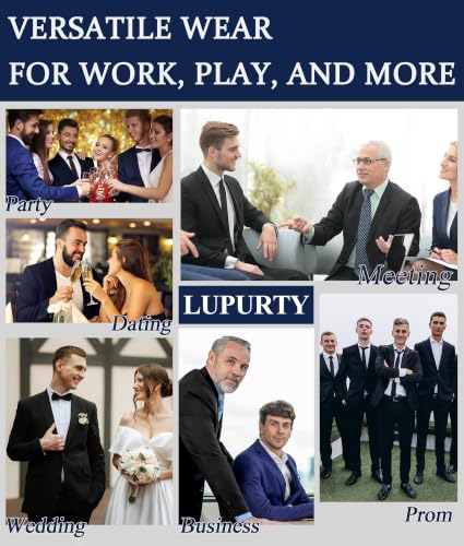 Image of LUPURTY 3 Piece Suits for Men Slim Fit Men's Suit for Business Wedding Party 2 Button Blazer Tuxedo Set Jacket Vest Pants