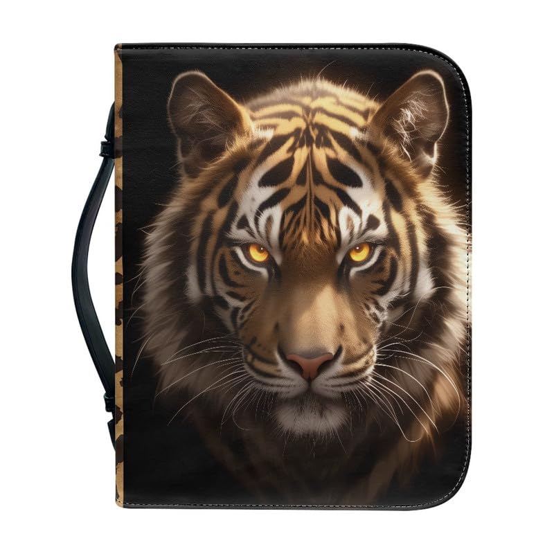 Kuiaobaty Cartoon Tiger Bible Case Organizer,Fierce Animals Tigers Carrying Book Case Church Bag Bible Protective with Inside Pocket — image 1