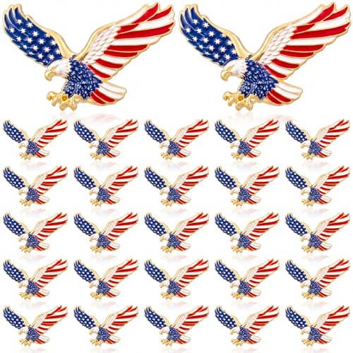Suncalla 50 Pcs American Flag Lapel Pin 4th of July Star Eagle Lapel Pin 250th Anniversary Brooch Patriotic Accessories Gift(Eagle)