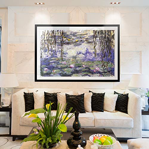 Monet Wall Art Collection Water Lilies [3] Fine Giclee Prints Wall Art In Premium Quality Ready To Hang, 24X34 Black Frame, 537Monet #TOP4
