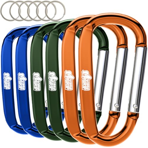 GORILLA GRIP Carabiner Clip, 3" D Ring, Pack of 6