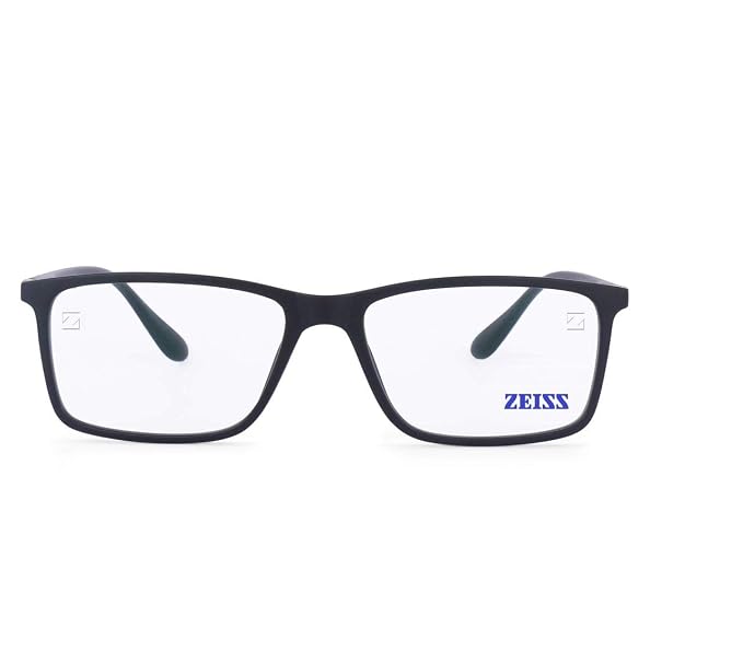 Intellilens Featuring ZEISS DriveSafe 1.5 Index Plano Square Unisex Anti Glare Blue Cut with UV Protection Full Frame Spectacles Glasses For Mobile Laptop Tablet Computer & Driving - ( Zero Power, Black )