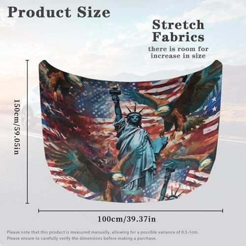 Image of Patriotic American Car Hood Cover Stretchable Polyester,Engine Cover,Elastic Fabrics Can be Washed,Car Bonnet All-Season Protection