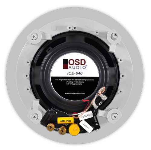 Osd 6.5" In Ceiling Stereo Speaker Pair 150W 2-Way, Pivoting Tweeter, Paintable Grille Ice640 #TOP1