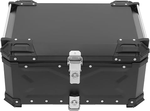 65L Motorcycle Top Case, Aluminum Motorbike Tail Box Trunk with Lock, Waterproof Motorcycle Top Box for Store Helmet Large Luggage, Universal Motorcycles Accessories 65L