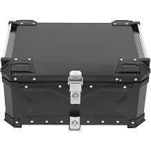 Motorcycle Top Case 65L Aluminum Tail Box with Lock &amp; Mount Plate | Waterproof Lockable Motorcycle Storage, Reflective Safety Stickers, Heavy-Duty Mounting Plate, Ideal for Touring &amp; Commuting
