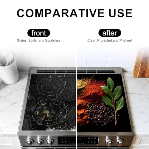 Image of Spices and Herbs Stove Top Cover, Glass Cooktop, 28x20 in