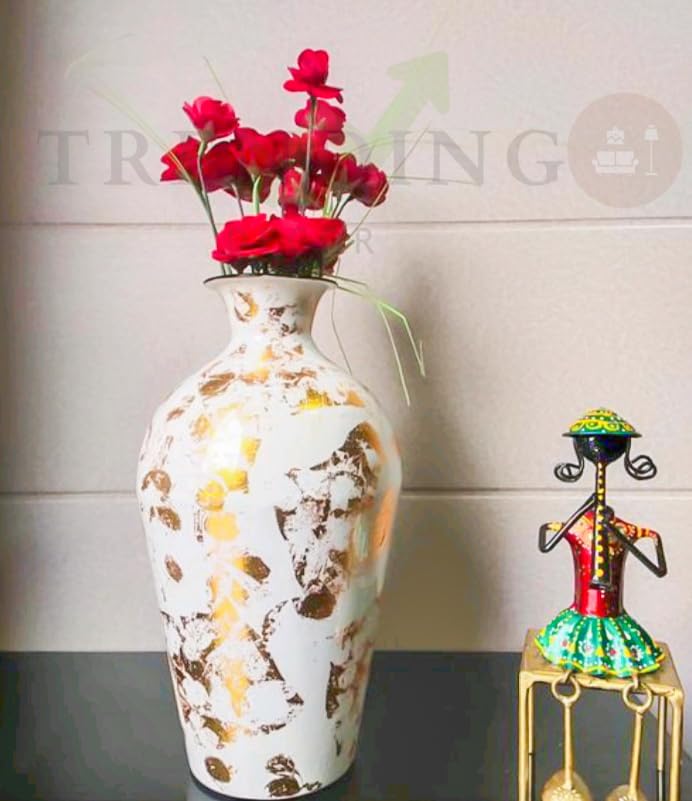 TRENDING DECOR Vintage Metal Flower Vase for Home Decor Office