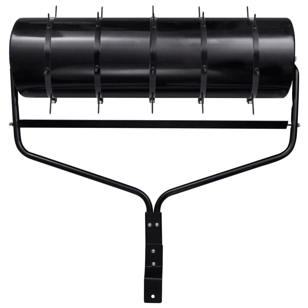 Gecheer Rodillo para Airear Césped con 5 Abrazaderas - Hierro Negro, 63L, Ø30x90cm