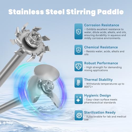 Image of PTFE Stirring Rod with Three-Blade Propeller Stirrer & Dissolution Paddle Stirrer - 3-Piece High-Performance Lab Stirring Tool Set, Chemical-Resistant Precision Mixing for Lab Industrial Use