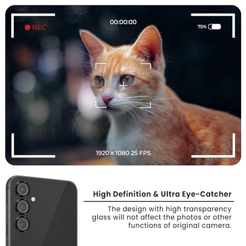 Image of FIRST MART Camera Lens Protector for Samsung Galaxy S23 FE - 9H Tempered Glass Metal Alloy Rings, Military-Grade Anti-Scratch Camera Ring Guard, HD Clear, Case-Friendly Protection - Black
