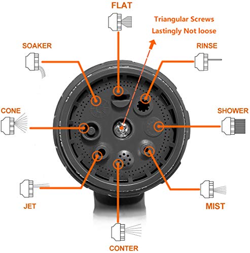 WLZP 2 Stück Garten Handbrause, Bewässerungsbrause mit 8 Sprühbilder Gartenbrause aus Kunststoff - Hochdruck Handsprüher für Bewässerung Rasen, Autowaschen, Haustier Baden, Bürgersteig Reinigung