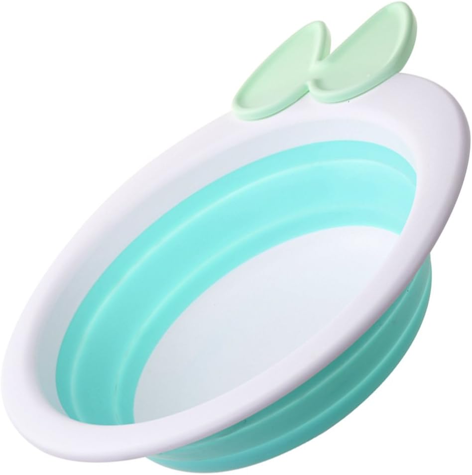 KIDAC Portable Collapsible Basin Tub Dish Bowl BPA Free Saving Space - Great for Camping Trip (Bunny Style Green)