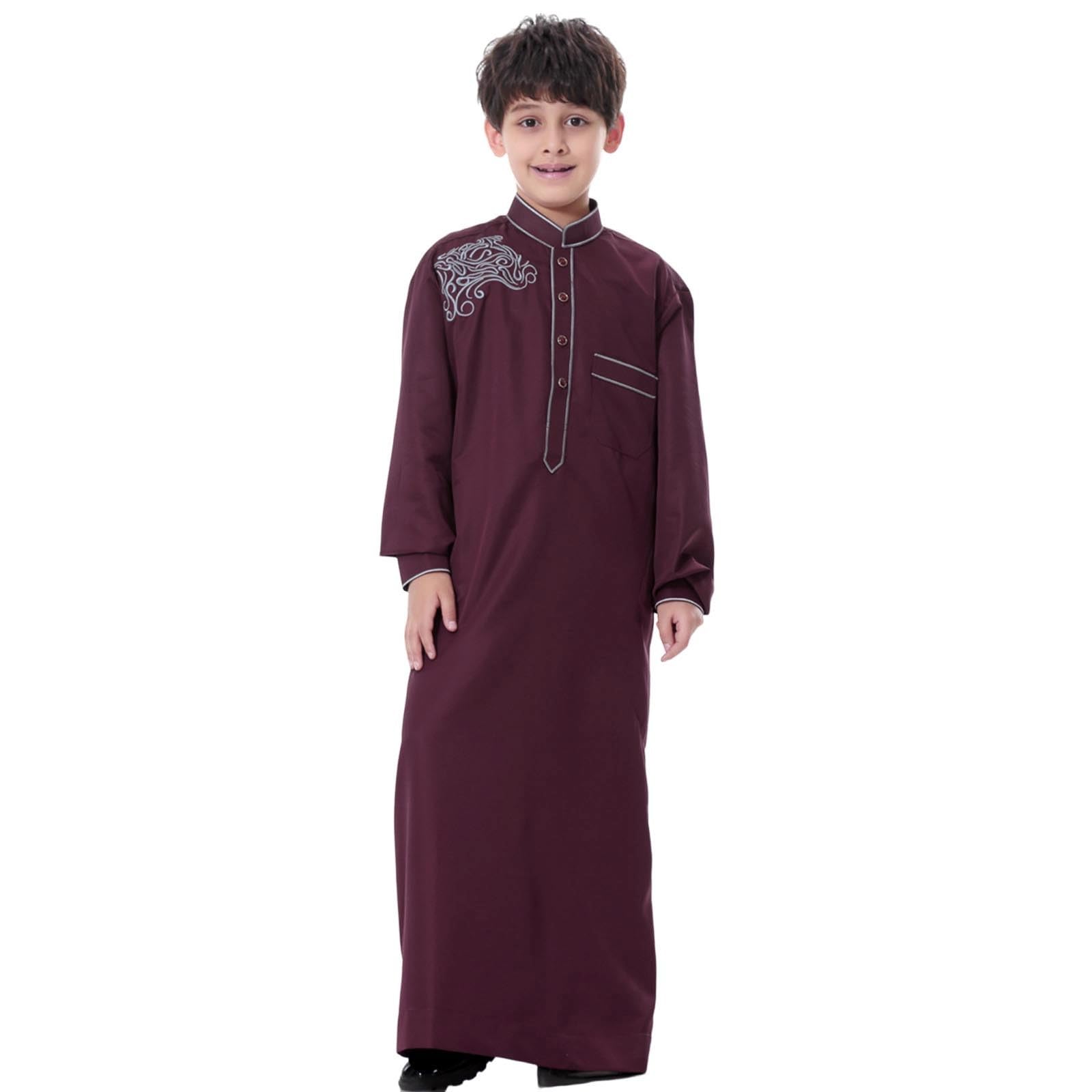 Generisch Camiseta para niño inspirada tradicionalmente con cuello alto, túnica larga con botones y corte recto, atuendo tranquilo para celebración y vida cotidiana