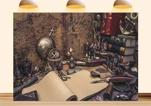 12X10ft Fabric Vintage World Map Backdrop Retro Old Compass Travel