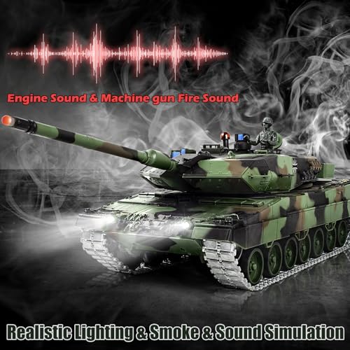 Image of 1 /16 RC Tank, Heng Long German Leopard 2 A6 RC Battle Army Toy with Smoke, Sound, Light, 2.4G Remote Control Tank That Shoots BBS with Upgraded Metal Tracks, Idler, Sprocket Wheel, Steel Gearbox