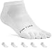 FUN TOES Women's Cotton Toe Socks Barefoot Running Socks -PACK OF 6 PAIRS- Size 9-11 -Lightweight- (White)